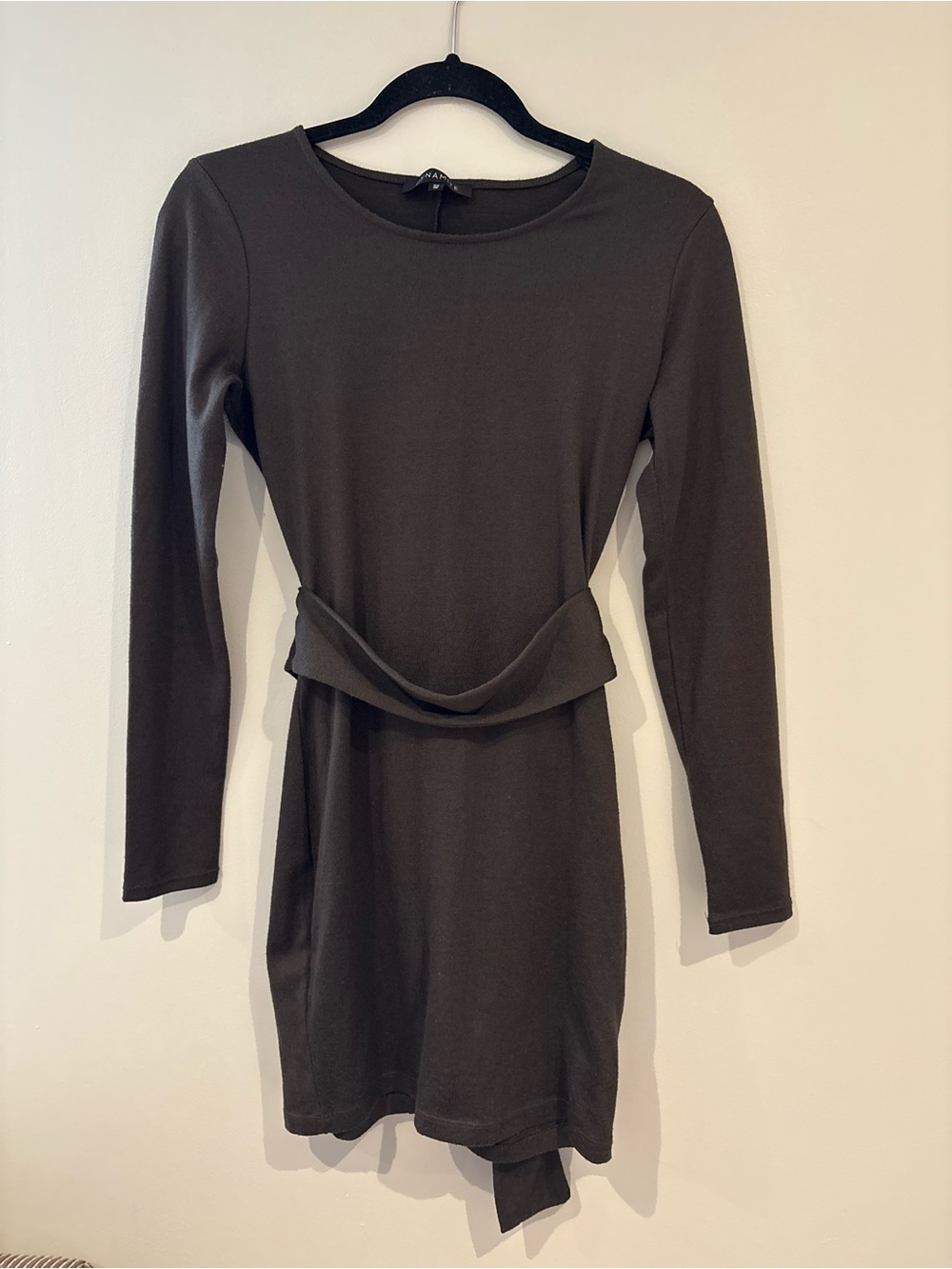 Women’s Long Sleeve Green Tie-Waist Dress